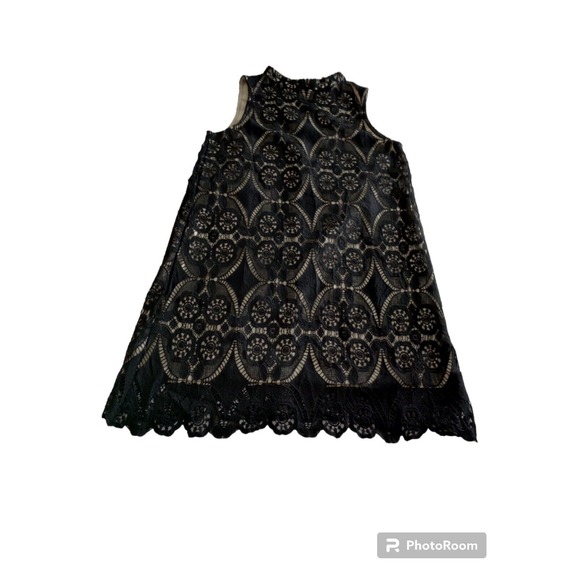 Umgee 60s 80s Black Lace Shift Dress Nude Lining Halter A Line Shift Size S Goth - Picture 3 of 9